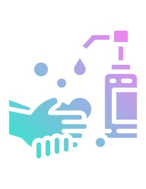 Temizlik ve çamaşır makinesi illüstrasyonuyla el ele tutuşan su şişesi