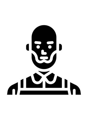 Maskeli bir adamın siyah beyaz vektör çizimi