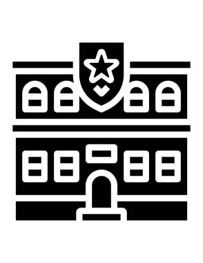 Polis karakolu binası simgesi, vektör illüstrasyonu