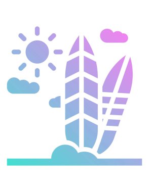 Plajdaki sörf tahtalarının vektör çizimi 