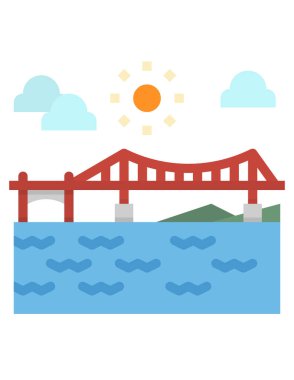 Seyahat ve tatil simgelerinin düz vektör çizimi