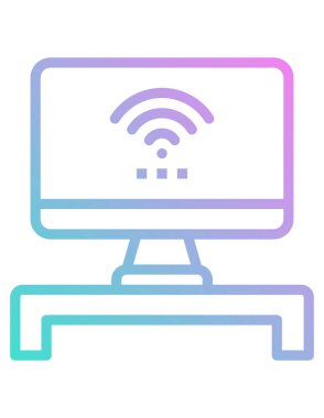 Bilgisayar ekranındaki kablosuz sinyal beyaz arkaplanda izole edildi