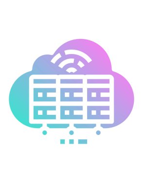 bulut hesaplama veri ağı ikon vektör çizimi 