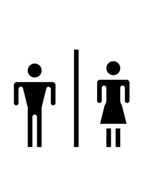 Beyaz arkaplanda tuvalet cinsiyeti işaretinin vektör çizimi