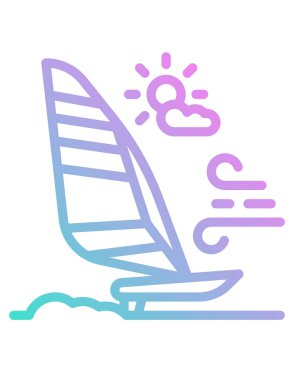 Rüzgar sörfü ve plaj simgesinin vektör çizimi 