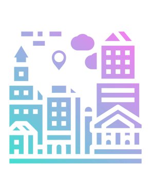 Şehir binalarının vektör illüstrasyonu 