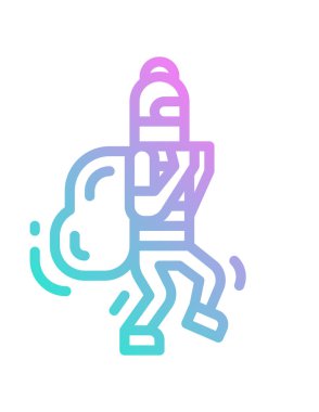 Beyaz arka planda izole edilmiş düz stil insan beyni ikonu. Bilim sembolü çizimi.