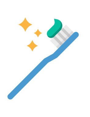 beyaz arkaplanda izole edilmiş düz biçimdeki diş fırçası simgesi