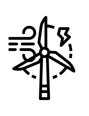 Düz biçimli yel değirmeni simgesi beyaz arkaplanda izole 