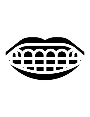 Diş teli simgesindeki dişlerin vektör illüstrasyonu