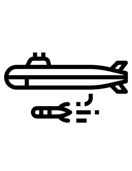 Icono Submarino Estilo Plano Aislado Sobre Fondo Blanco Símbolo Militar — Vector de stock