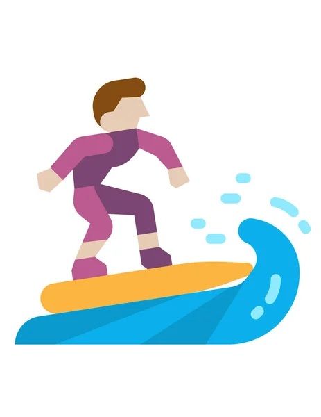 Surfeur Sur Planche Surf Isolé Fond Blanc — Image vectorielle