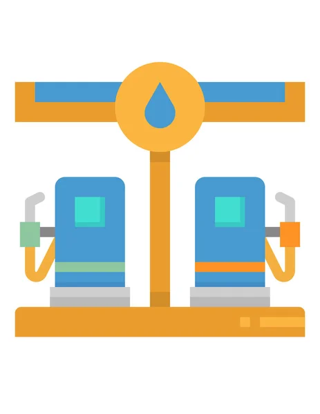 Icône Station Service Illustration Vectorielle Plate — Image vectorielle