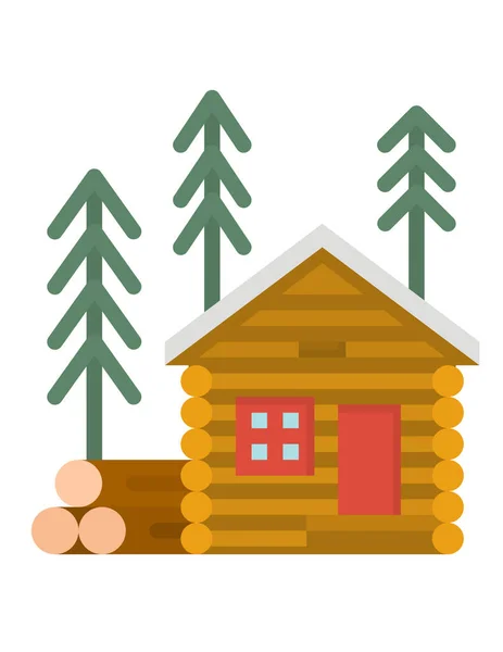 Casa Com Árvore Natal Neve — Vetor de Stock