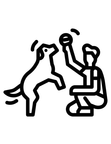Vektor Illustration Person Lek Med Hund — Stock vektor