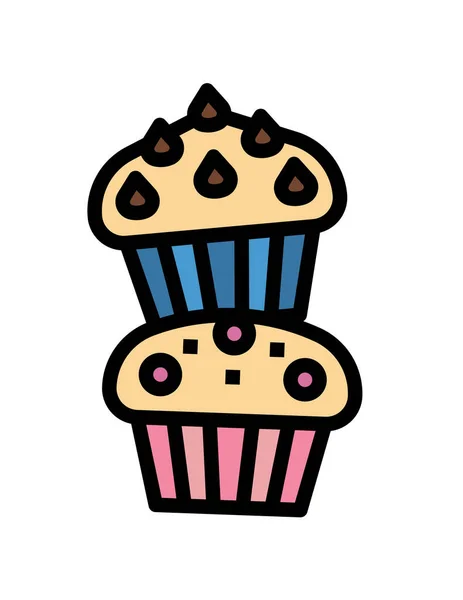 Cupcake Symbol Cartoon Stil Isoliert Auf Weißem Hintergrund Dessert Symbol — Stockvektor