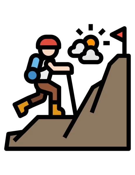 Ilustración Vectorial Hombre Escalar Montaña — Vector de stock