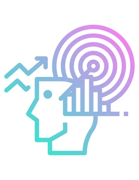 Human Brain Icon Flat Color Style Vector Illustration — Stock Vector