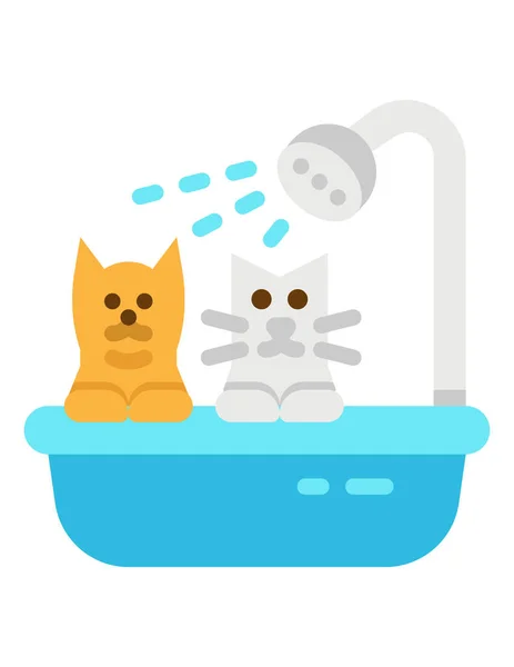 Katze Und Hund Der Badewanne — Stockvektor