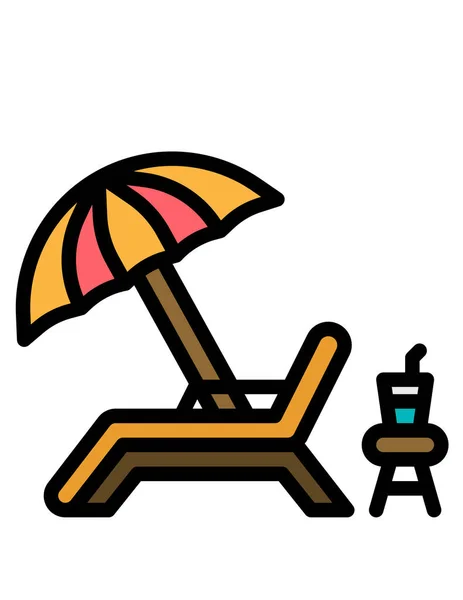 Chaise Plage Parapluie Vecteur Illustration — Image vectorielle