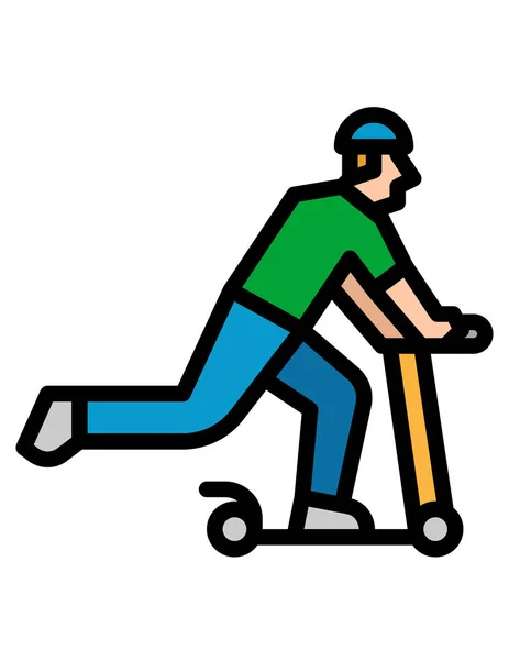 Man Met Een Scooter Vector Illustratie — Stockvector