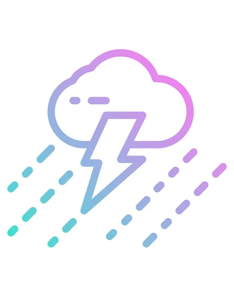 Thunderstorm Vector Icon Estilo Bicolor Símbolo Plano Colores Azules Suaves — Vector de stock