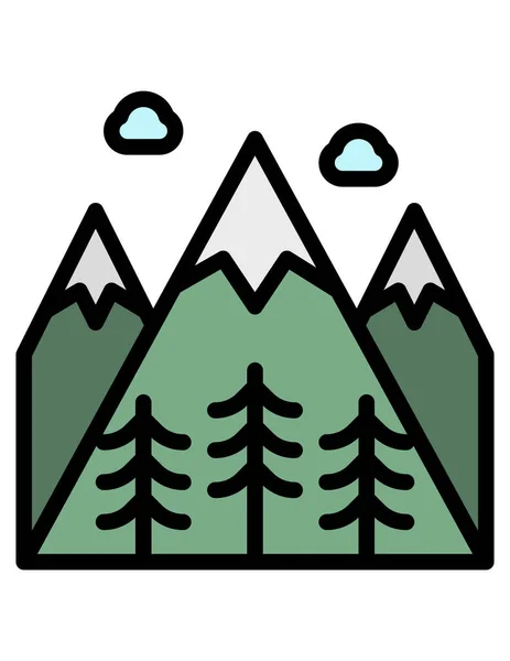 Paysage Montagne Icône Vectoriel Illustration Design — Image vectorielle