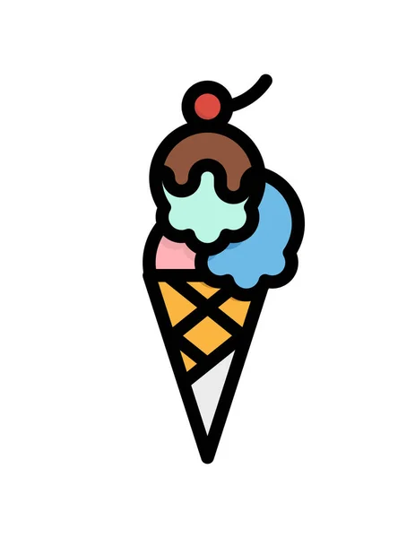 Icono Helado Estilo Plano Sobre Fondo Blanco — Vector de stock