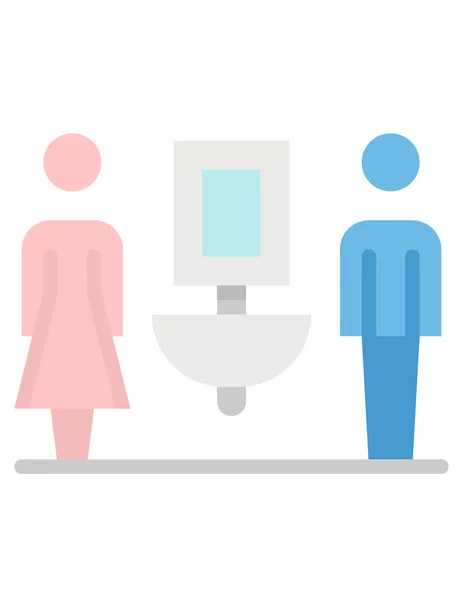 Beyaz arkaplanda tuvalet cinsiyeti işaretinin vektör çizimi