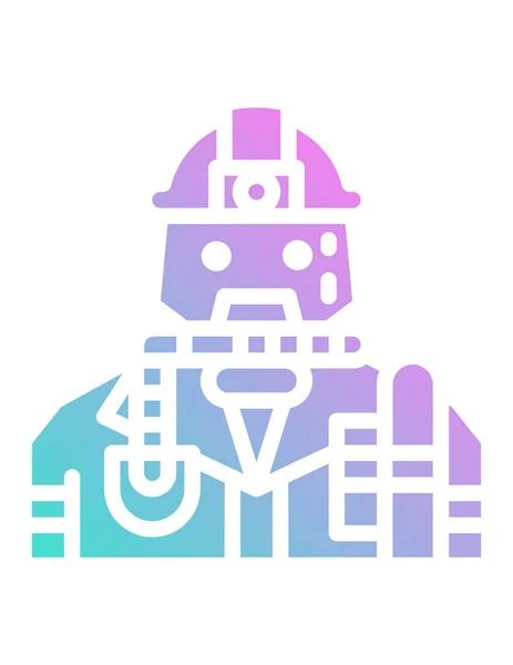 Ρομπότ Πυροσβέστης Εικονίδιο Επίπεδο Στυλ Απομονώνονται Λευκό Φόντο Εικονογράφηση Φορέα — Διανυσματικό Αρχείο