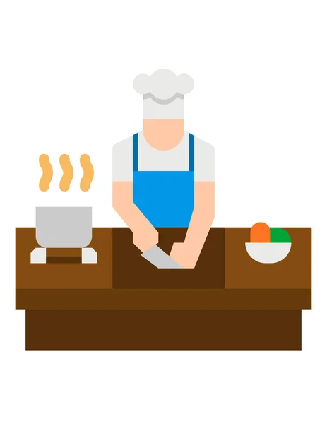 Ilustración Vectorial Hombre Una Cocina — Vector de stock