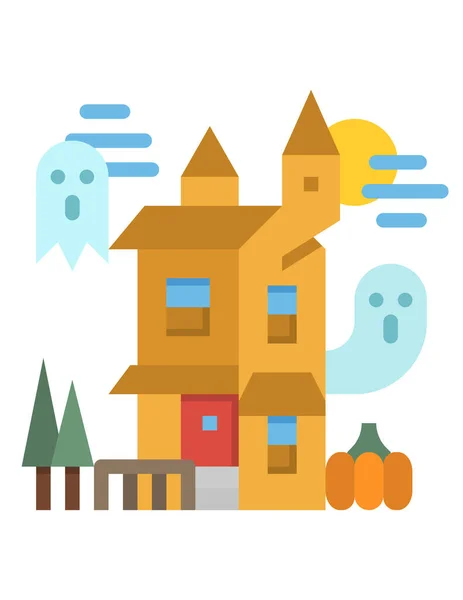 Vector Illustration Cartoon Halloween Castle — Stock Vector