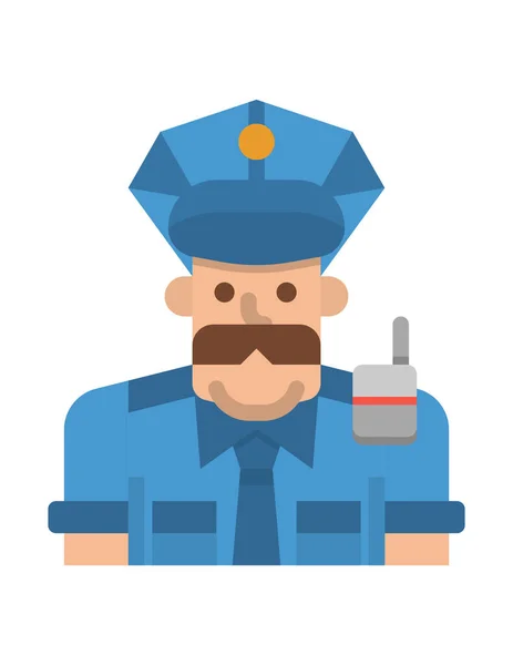 Policeman Flat Icon Vector Illustration — Stock Vector