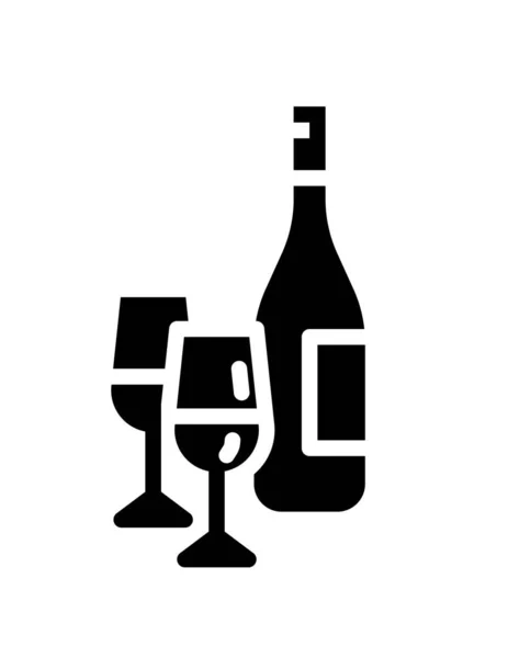 Ilustración Vectorial Iconos Línea Simple Vino — Vector de stock