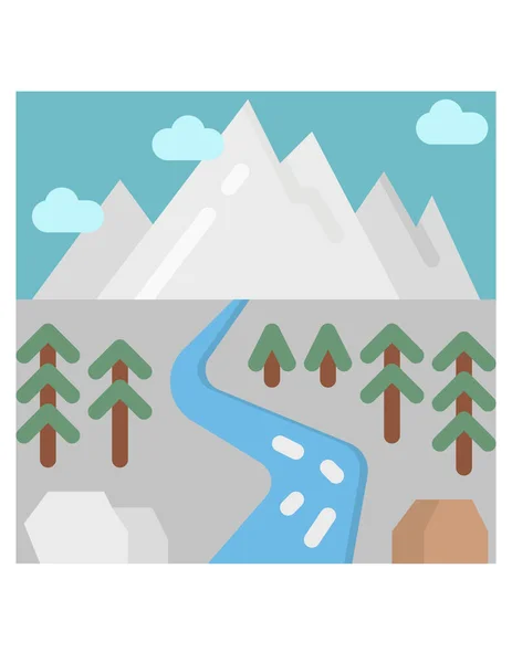 Illustration Vectorielle Paysage Montagneux Avec Montagnes Arbres — Image vectorielle