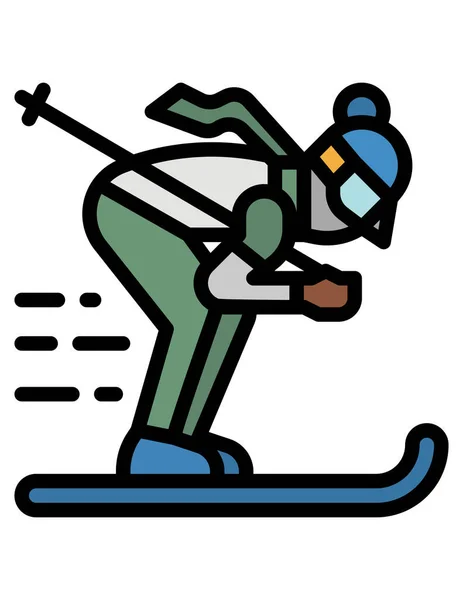 Vector Illustration Man Skiing Icon — Stock Vector