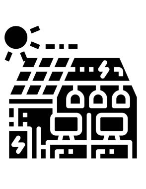 Şehir inşasında güneş panelinin vektör illüstrasyonu