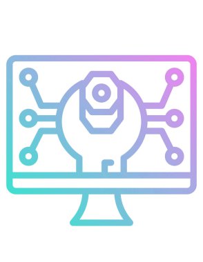 Bilgisayar ekranındaki ingiliz anahtarı düz simge, vektör illüstrasyonu 