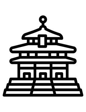 Beyaz arkaplanda tapınak çizgisi simgesi. vektör illüstrasyonu.