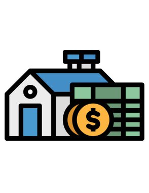 Banka ve dolar çizgisi vektör simgesi.