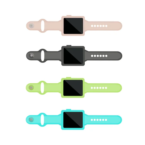 Çok renkli askıları ile akıllı saatı vektör çizim ayarla