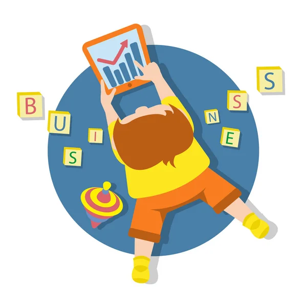 vektör çizim çocuk tablet ile yalan