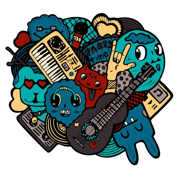 Vektör vinil etiket rock parti arkadaşları hayvanları