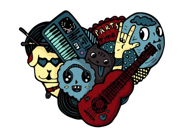 Vektör renk yazdırma rock parti arkadaşları hayvanları