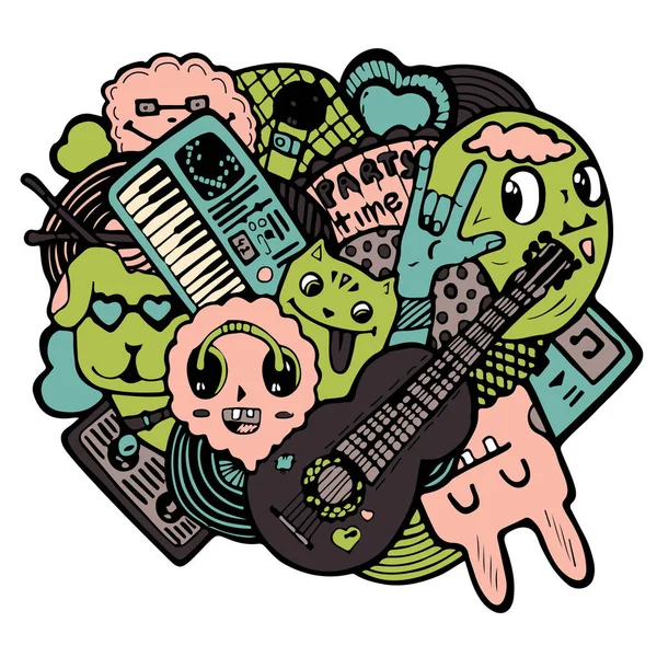 Vektör parlak etiket rock parti arkadaşları hayvanları