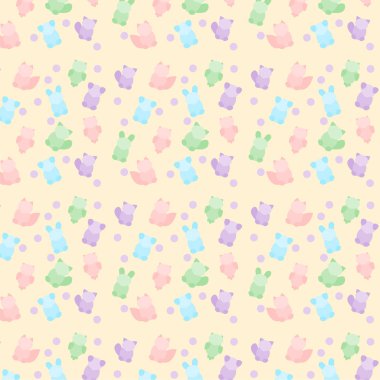 Bebekler için pastel renklerde hayvanlarla desen