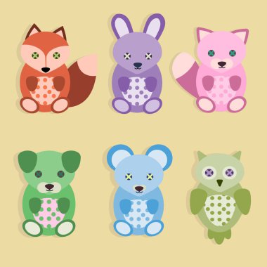 Oyuncak hayvanlar karikatür tarzı vektör kümesi