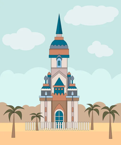 Çölde vektör renkli düz sarayda