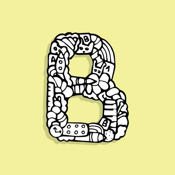 Çocuk alfabesi doodle, mektup B