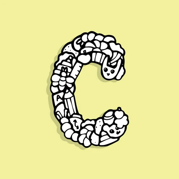 Çocuk alfabesi doodle, harf C